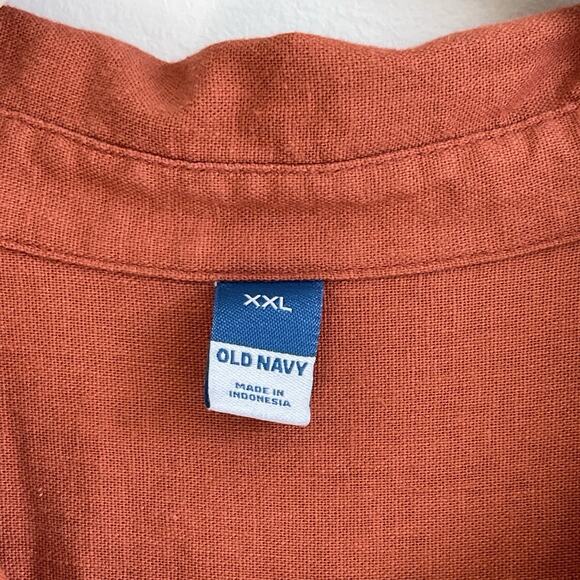 Old Navy XXL Linen Blend Button Front Casual Shirt Dress Pockets Rust 2XL - Picture 3 of 13